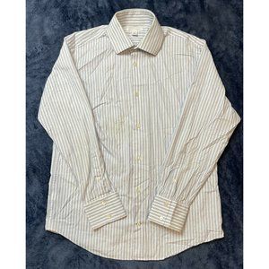 Banana Republic Striped White Blue Button-down Dress Shirt Large